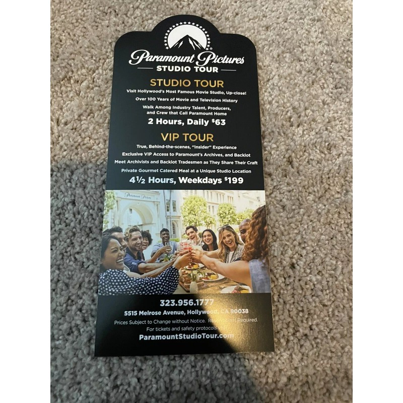 PARAMOUNT STUDIO TOUR HOLLYWOOD Guide Informational Pamphlet Coupon California