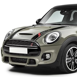 Car Styling Racing Sport Edition Hood Stripe Bonnet Decal Graphics Stickers Compatible Mini Cooper One S JCW F55 F56 Hatchback Accessories (Gloss Black)
