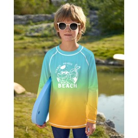 Kids Summer Surfing Rash Vest Sun Protection UPF 50+ Quick Drying Swimming Tops Beach Green Orange 5-6 Years