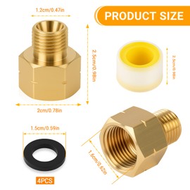 LAIVIYA Gas Adaptor Brass LPG Gas Adapter 3/8 Inch Internal Thread x 1/4 Inch Male Thread Gas Hose Connector Female 3/8 Inch x AG 1/4 Inch Lks with Thread Sealing Tape Sealing Ring Gas Stove Fittings