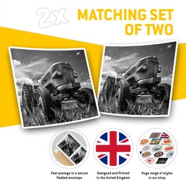 2 x 7.5cm Square Vinyl Stickers - Vintage Tractor Farmer Farm Decals 43956