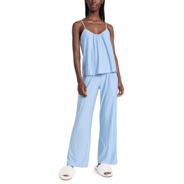 Eberjey Women's Gisele Cami & Pant PJ Set, Nordic Stripes Vista Blueivory, M