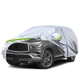 Waterproof Car Covers Replace for 2004-2024 Infiniti QX80, 6 Layers Silver All Weather Custom-fit Car Cover with Zipper Door & Windproof Bands for Snow Rain Dust Hail Protection