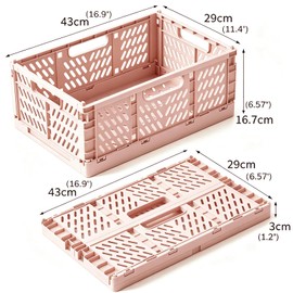 2 Pack Pastel Plastic Storage Baskets-20L Space-Saving Bins