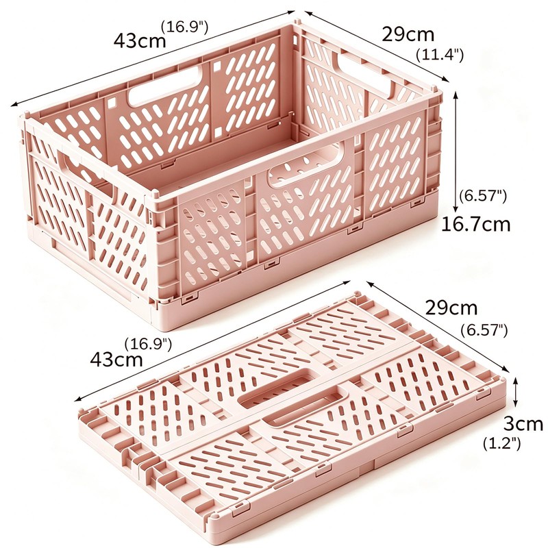 2 Pack Pastel Plastic Storage Baskets-20L Space-Saving Bins