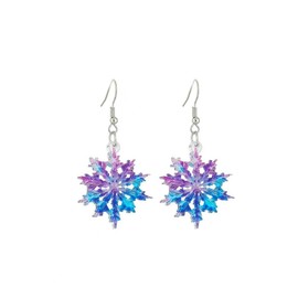 Christmas Snowflake Drop Earrings Sparkly Coloful Acrylic Snowflake Earring Xmas Earrings Fashion Winter Holiday Jewelry Accessaries for Women (Purple)