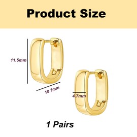 Chunky Hoop Earring for Women, Hypoallergenic Sterling Silver Minimalist Gold Oval Lightweight Huggie Thick Hoop Earrings, Small Thick Huggie Hoop for Birthday Party Jewelry(Gold)