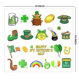 St.Patrick's Day Stickers Rub On Transfer Sticker Shamrock Sticker for Kids Party Decorations Lucky Shamrock Clover Hat Irish Day Themed Sticker St Patricks Day Window Decal,2 Sheets