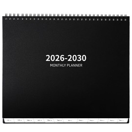 2026-2030 Monthly Planner - 5 Year Planner/Calendar 2026-2030, Jan 2026 - Dec 2030, 9" x 11", Tabs, 60 Months Flip Calendar, Spiral Bound Top, Black