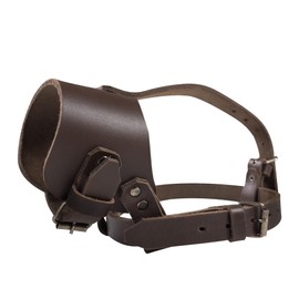 TACO DOG, Rustic Dog Muzzle Guard with Adjustable Straps, Secure Training Cover, Mouth Guard Mask Prevents Biting Chewing, Full Grain Leather, Handmade, Bourbon Brown
