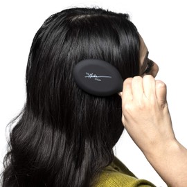 The Hair Shop Mini Black Loop Brush - Salon Professional Grade with Matted Black & Ergonomic Travel Size Design- Small & Safe Detangler Tool for 100% Remy Human and Synthetic Hair Extensions and Wigs