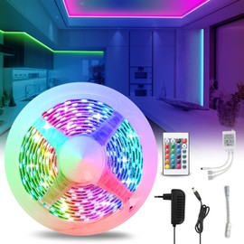 Jopassy LED Strip 2 m, RGB SMD5050 LED Strip with 24 Buttons Remote Control, Colour Changing LED Strip for Home Lighting