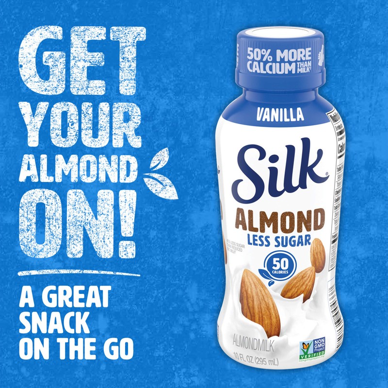 Silk Shelf-Stable Almondmilk, Less Sugar Vanilla, Dairy-Free, Vegan, Non-GMO Project