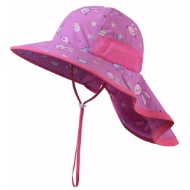 icolor Children's Sun Hat UPF50 Sun Protection Hats Toddler Summer Travel Beach Game Hats for Girls Boys Age 3~10 Kids Sun Hats, Dark pink, Unit size
