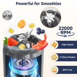 COKUNST Portable Blender, 17Oz Personal Blender for Shakes and Smoothies, USB Rechargeable Mini Mixer with 6 Blades, Smoothie Blenders Juicer with Extra Handle Lid for Travel Kitchen Outgoing