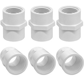YSIL 1-1/2 Inch PVC Fittings Female Adapter (Socket x Female Pipe Thread) 2 Way,Coupling for 1-1/2 Inch Sch40 PVC Pipe White(6 Pack)