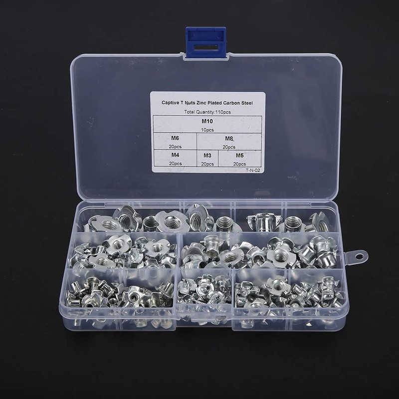 110pcs Durable T-nut, Stainless Steel Galvanized T Nuts Rivet Nut,