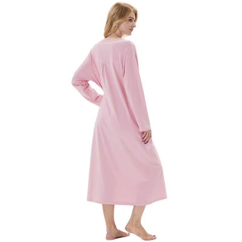 Keyocean Women Nightgowns, Soft Cotton Comfy Lightweight Long Sleeve Ladies