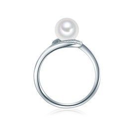 Valero Pearls Damen Ring aus 925/- Sterling Silber mit Süßwasser-Zuchtperle weiß Rund 6,0-7,0 mm/Zirkonia