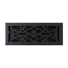 Empire Register Co, Vent Cover - 4x12 inch, Oriental Design, Textured Black Finish, Heavy Duty Floor Vent Covers, Metal Damper Attached. Vent Covers for Home Floor only.
