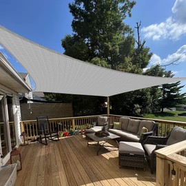 E&K Sunrise 16' x 23' Sun Shade Sail Rectangle Canopy Shade Cover UV Block for Patio Backyard Garden Outdoor (Gray)