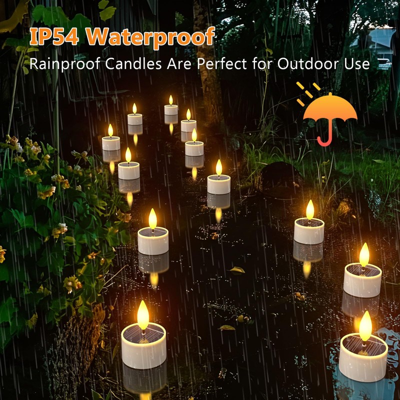 PChero 6 Pack Solar Tea Lights Outdoor Waterproof, Small Solar