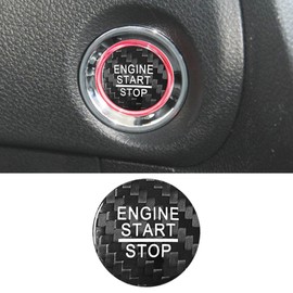 SUNJIKA Compatible with Real Carbon Fiber Center Consoles Engine Start Stop Button Panel Cover Trim for Honda CRV UR-V XR-V Accord Civic Spirox Jade Odyssey Fit Enjoy Domain (1pc Black)