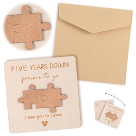 5 Year Happy Anniversary Card for Husband Wife, Wooden Anniversary Card for Him Her Wedding Funny Wood for Couple