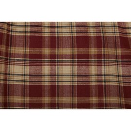 VHC Brands Rustic Beckham Plaid Cotton Split Corners Gathered Twin Bedding Accessory, Skirt 39x76x16, Rust Red