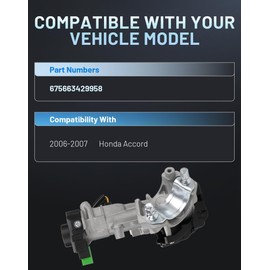 RADVIK Ignition Switch Door Lock Cylinder with 2 Key Compatible with Honda Accord 2006-2007 OE# 675663429958