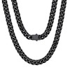 Mens Black Necklace,Stainless Steel Miami Cuban Chain Necklace,7mm Black Chain