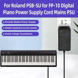 12V Power Adapter Charger Fit for Roland PSB-5U for FP-10 Digital Piano Power Supply Cord Mains PSU, 12V1.5A-2A 6.5FT Power Supply Cord Battery Charger for Digital Piano Electronic Keyboard