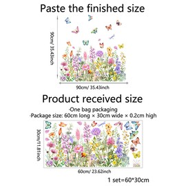 Mirbuy Wildflower Butterfly Window Decals, Colorful Garden Floral Window Clings for Home Decor