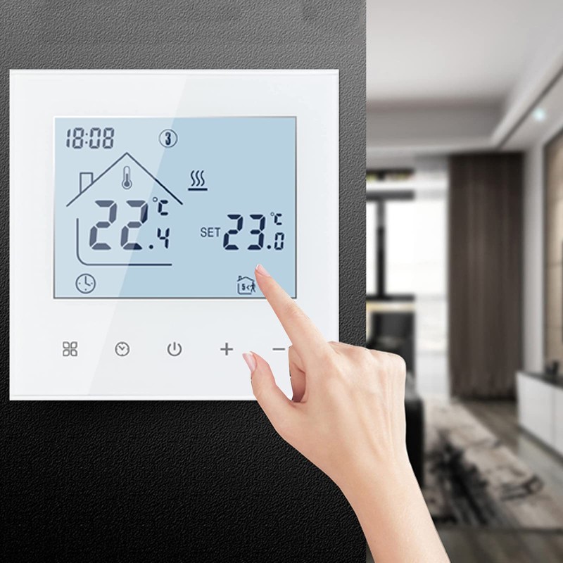 Digital Thermostat Room Thermostat, LED Display Touchscreen Thermostat Controller, Weekly