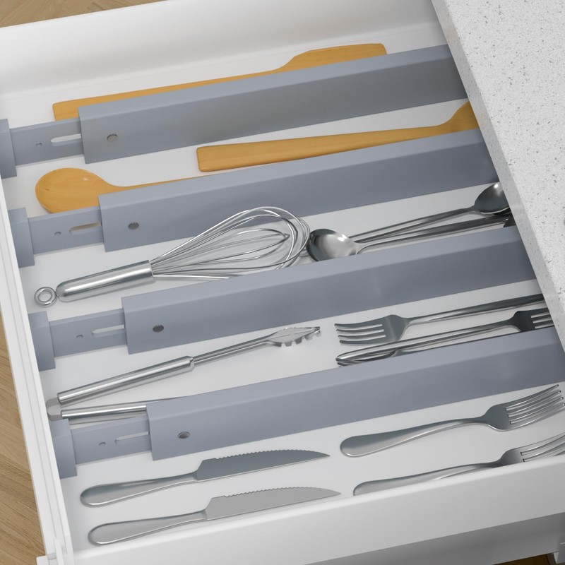 Ruichang Bamboo Kitchen Drawer Divider 4 Pack,17-22" Adjustable Utensil Drawer