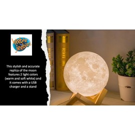Heebie Jeebies Rechargeable Lunar Night Light- 3D Printed Moon LED Light for Kids or Adults- 2 Color Sphere for Indoor Camping, Bedroom, or Any Room- Gift for Outer Space Fans and Future Astronauts