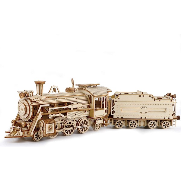RoWood Model Train 3D Wooden Puzzle, Model Building Jigsaw Puzzle, DIY Train Wooden Model Kit, Wooden Car Kit for Teens and Adults