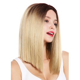 WIG ME UP - VK-51-24BYS33 quality women's wig shoulder length sleek blunt cut middle parting ombre blonde brown mix