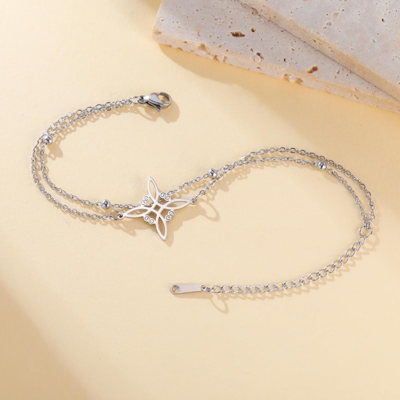 Witches Knot Bracelet Stainless Steel Adjustable Bracelet Celtic Knot Protection