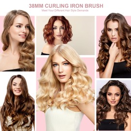 FONGCHAKTE Thermal Brush, 1.5 Inch Heated Round Brush Curling Iron, Curling Brushs with Anti-Scald Nylon Bristles, Instant Heat Up Thermal Round Brushs Dual Voltage for Travel, Europe, Professional