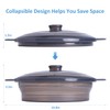 Microwave Steamer Cooker Collapsible Bowl-Silicone Steamer Cookware with Handle Lid