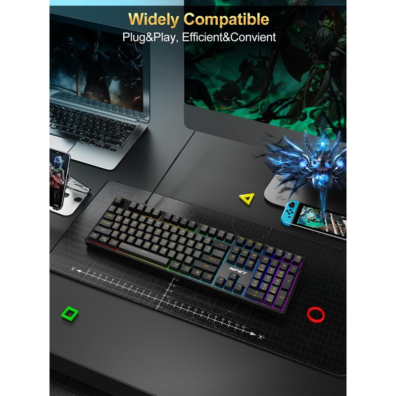 NPET CR108 108 Key RGB Gaming Mechanical Keyboard with Hot