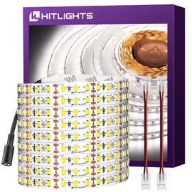 HitLights Cool White LED Strip Lights 5000K, 24.6ft High Density 12V Tape Light Dimmable, 900 LEDs, CRI >90, UL Listed, Flexible Rope Lights for Bedroom, Kitchen, Cabinet (Power Source Not Included)