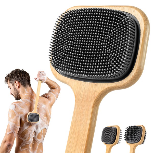 Back Scrubber for Shower for Men, 16.92'' Dual-Sided Shower Brush