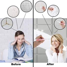 CHIMUYU Grout Pen 12 Pack Water Based Tile Marker Repair Pens Professional for Bathroom, Kitchen, Parlor, Bedroom, Balcony Wall and Floor Color Restore (White)