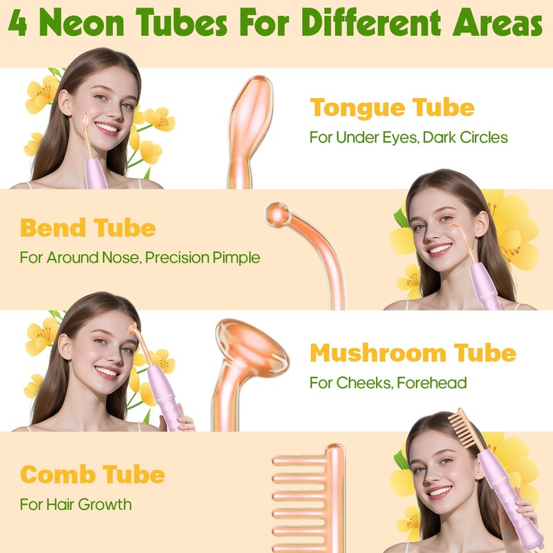 ROMMQB Professional Skin Therapy Device with 4 Orange Neon Sticks,