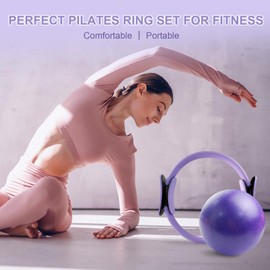 Pilates Ring Set 11 PCS, Magic Circle Yoga Ring, Pilates Ball, Adjustable Ankle Wrist Weights, Resistance Bands, Tape Measure, Pilates Kit Equipment Accessories for Women Home Workouts Yoga