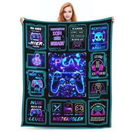 FestiKiva Gamer-Decke, Geschenke für Männer, Teenager und Jungen, große, Coole Videospiel-Decke als Geburtstagsgeschenkidee für Gamer-Liebhaber, Raumdekoration, 150x 130 cm