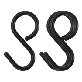 HARFINGTON 3pcs S Hooks, 3.5" Plastic, Black, Modern Style, S-shape, Easy Install, 11lbs Capacity, Kitchen, Closet, Garden, etc.