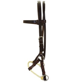 Thor Equine Bitless Sidepull with Single Rope 100% Cowhide Leather Noseband with Stainless Steel Buckles for Horses - Gentle Alternative from Traditional Manufacturing & Adjustable Buckle